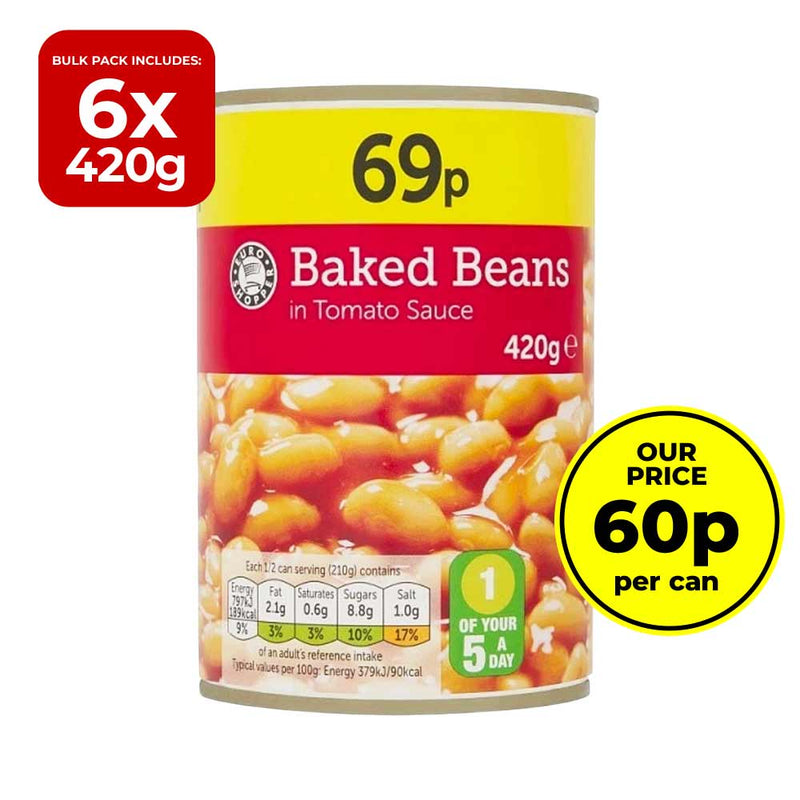 6 Pack Euro Shopper Baked Beans in Tomato Sauce 420g
