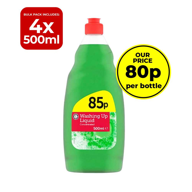 4 Pack Euro Shopper Concentrated Washing Up Liquid 500ml