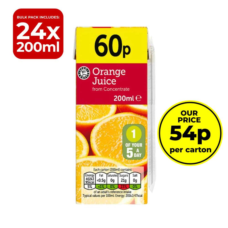 24 Pack Euro Shopper Orange Juice from Concentrate 200ml