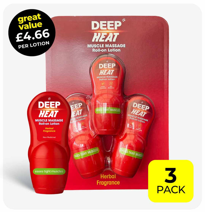 Deep Heat Muscle Massage Roll-on Lotion 3 x 50ml
