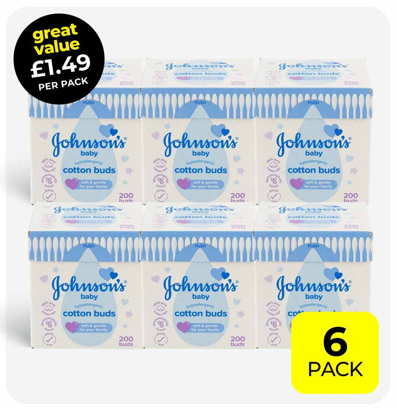 Johnson's Baby Hypoallergenic Cotton Buds 6 x 200 Pack