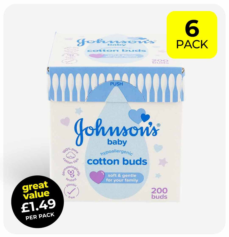 Johnson's Baby Hypoallergenic Cotton Buds 6 x 200 Pack